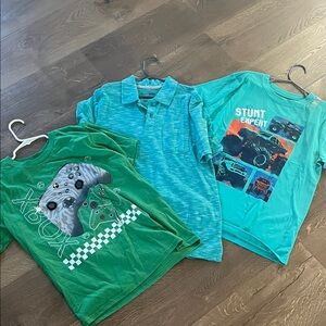 Green Xbox Graphic Tee and Blue Polo Set